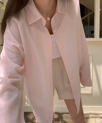 켈로디 루즈핏 린넨 셔츠 (pink 착장 추가)